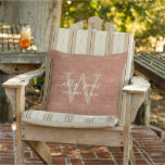 TerraCotta Linen Monogram Wedding Keepsake Cushion<br><div class="desc">Rustic and modern wedding keepsake terracotta woven linen effect outdoor pillow with your text in white chic handwritten script calligraphy and your monogram in gold stylish typography. Simply add your names, monogram and wedding date. Great gift for a newlywed couple. Exclusively designed for you by Happy Dolphin Studio. If you...</div>