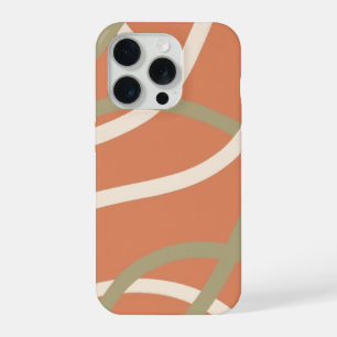 Terracotta Linework Pattern Cream & Olive iPhone 15 Pro Case