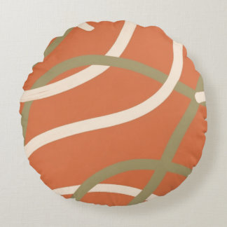 Terracotta Linework Pattern | Cream & Olive Round Cushion