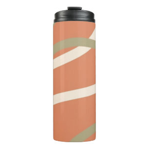 Terracotta Linework Pattern   Cream & Olive  Thermal Tumbler
