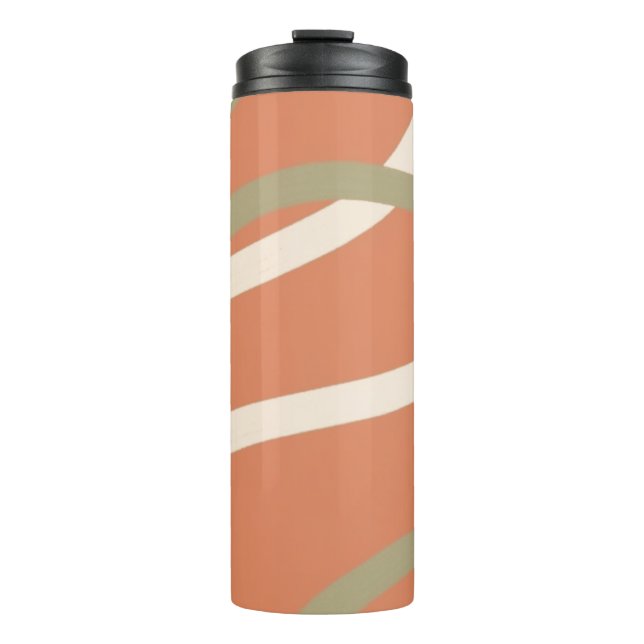 Terracotta Linework Pattern | Cream & Olive  Thermal Tumbler (Front)