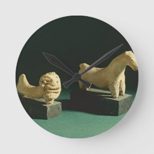 Terracotta lion and horse, Mohenjodaro 2300-1750 B Round Clock