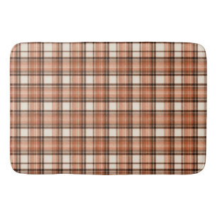 Terracotta Lodge Terracotta & Cream Tartan Plaid Bath Mat