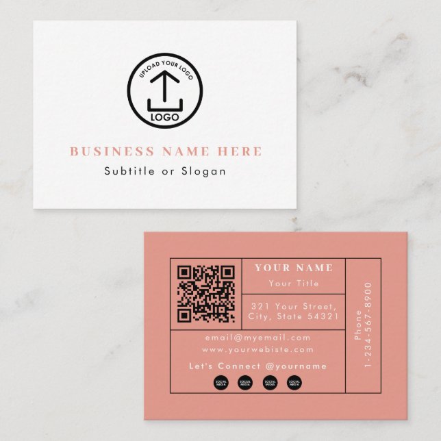 Terracotta Logo QR Code Social Media Contact Business Card (Front/Back)