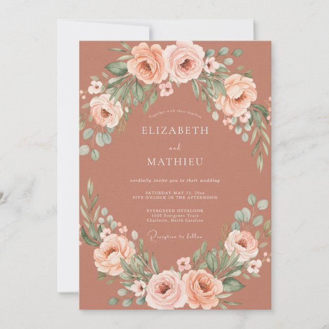 Terracotta Lush Botanical Rustic Wedding Invitation (Front)