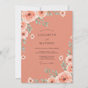 Terracotta Lush Floral Flourish Wedding Invitation