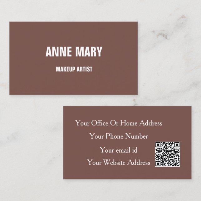 Terracotta Makeup Artist Hair Dresser QR Code Business Card (Front/Back)