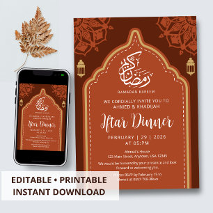 Terracotta Mandala Arch Ramadan Iftar Dinner Invitation