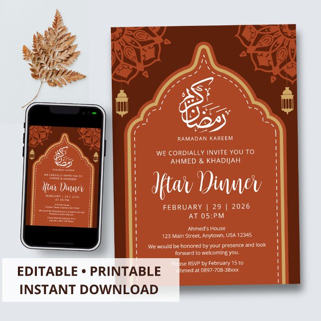 Terracotta Mandala Arch Ramadan Iftar Dinner Invitation (Creator Uploaded)
