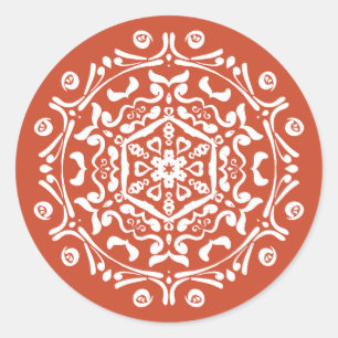 Terracotta Mandala Classic Round Sticker