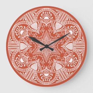 Terracotta Mandala Large Clock