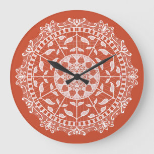 Terracotta Mandala Large Clock