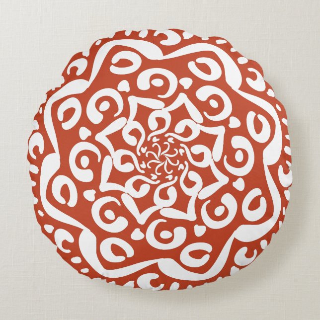 Terracotta Mandala Round Cushion (Front)