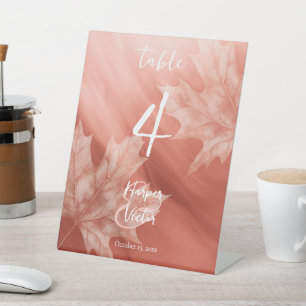 terracotta maple leaves fall wedding pedestal sign