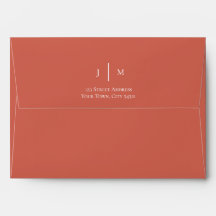 Terracotta maple leaves wedding envelope