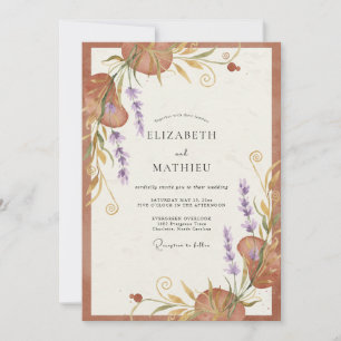 Terracotta Mauve Botanical Wedding Invitation