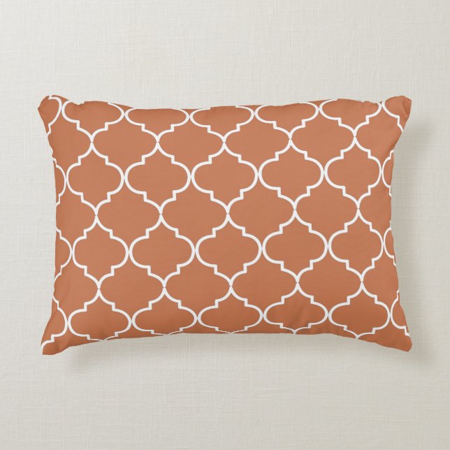 Terracotta Mediterranean Moroccan Pattern Decorative Cushion (Front)