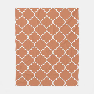 Terracotta Mediterranean Moroccan Pattern Fleece Blanket
