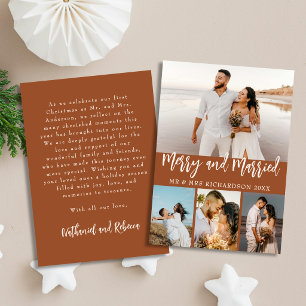 Terracotta Merry & Married Photo Collage Christmas Holiday Card