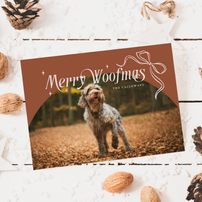Terracotta Merry Woofmas Dog Christmas  Holiday Card (Creator Uploaded)