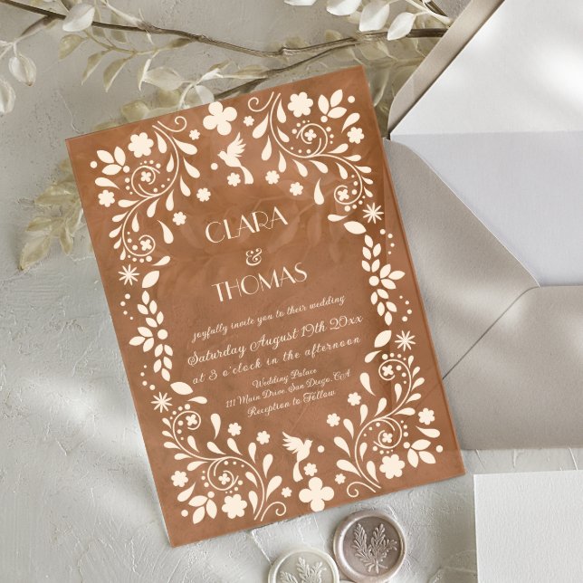 Terracotta Mexican Beige Wedding Invitation (Creator Uploaded)