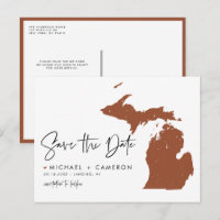 Terracotta Michigan Map QR Code Save the Date