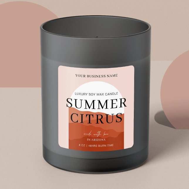 Terracotta Minimal Arch Boho Candle Packaging Square Sticker (Creator Uploaded)