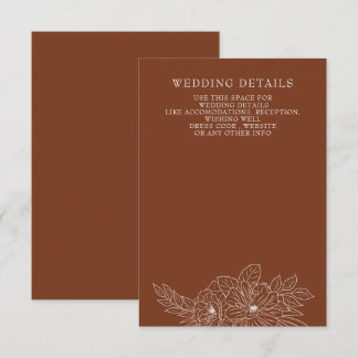 Terracotta Minimal Elegant Floral Sketch Wedding Enclosure Card