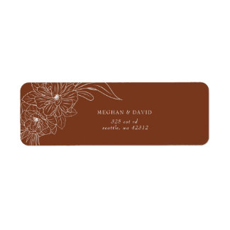 Terracotta Minimal Elegant Floral Sketch Wedding Return Address Label