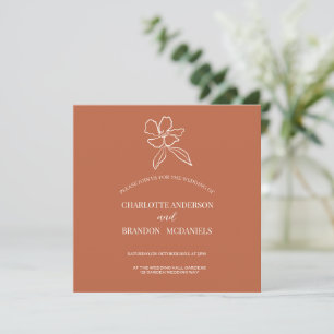 Terracotta Minimal Floral Wedding Invitation