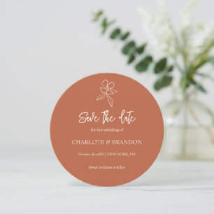 Terracotta Minimal Floral Wedding Save The Date