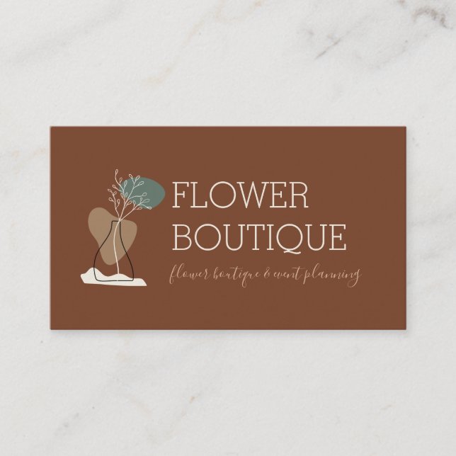 Terracotta Minimal Flower Botanical Ceramic Vase Business Card (Front)