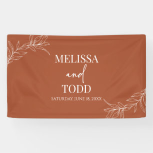 Terracotta Minimal Minimalist Branch Leaf Wedding Banner