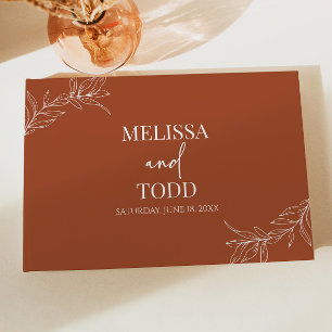 Terracotta Minimal Minimalist Branch Leaf Wedding Guest Book