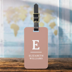 Terracotta Minimal Modern Monogram Luggage Tag