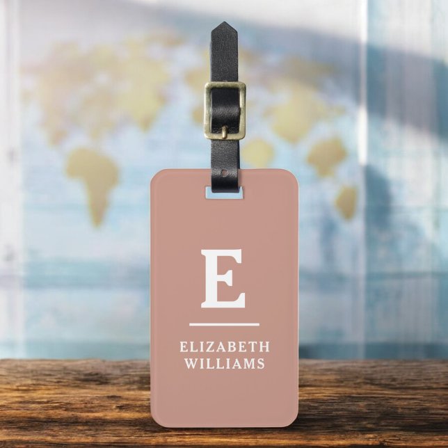 Terracotta Minimal Modern Monogram  Luggage Tag (Creator Uploaded)