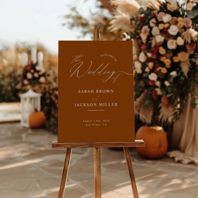 Terracotta Minimal Modern Script Wedding Welcome Poster (Creator Uploaded)