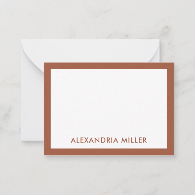 Terracotta Minimal Typographic Name Card (Front)