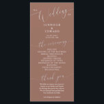 Terracotta Minimal Wedding Ceremony Program<br><div class="desc">Minimal wedding program featuring modern script font on a terracotta background. All the wedding ceremony information and the wedding party's name listed on this program.</div>