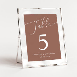 Terracotta Minimal Wedding Table Number