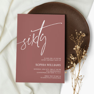 Terracotta Minimalist 60th Birthday Invitation