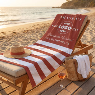 Terracotta Minimalist Bachelorette Weekend Logo Beach Towel