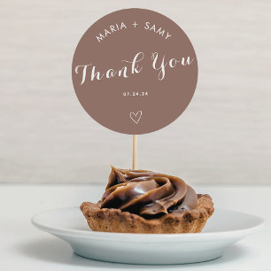 Terracotta minimalist bohemian thank you wedding classic round sticker