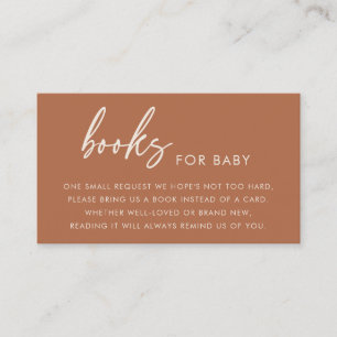 Terracotta Minimalist Boho Books for Baby Shower Enclosure Card