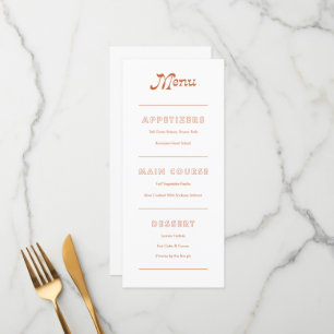 Terracotta Minimalist Boho Chic Menu