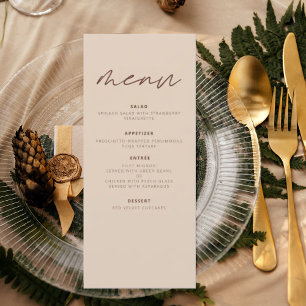 Terracotta Minimalist Boho Elegant Modern Wedding Menu
