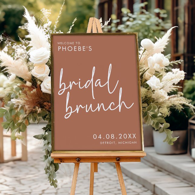 Terracotta Minimalist Bridal Brunch Welcome Poster (Creator Uploaded)