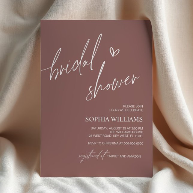 Terracotta Minimalist Bridal Shower Invitation (Creator Uploaded)