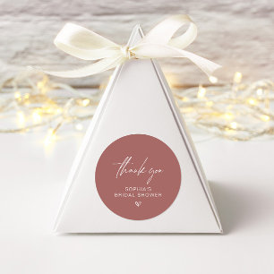 Terracotta Minimalist Bridal Shower Thank You Classic Round Sticker