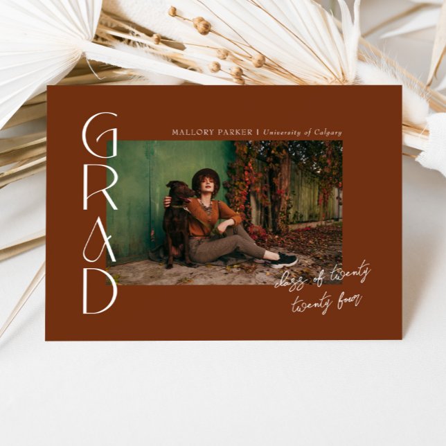 Terracotta Minimalist Class of 2024 Graduation Invitation (Creator Uploaded)